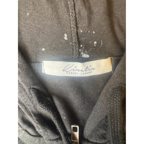 Kinetix Casual Luxury Black Zip Up Hoodie Paint Splatter Graphic Men's L - Picture 4 of 5